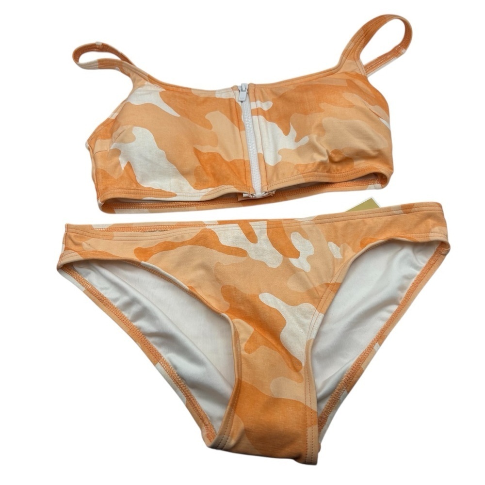 NWT Michael Kors Orange and White Bikini Set Size Small
